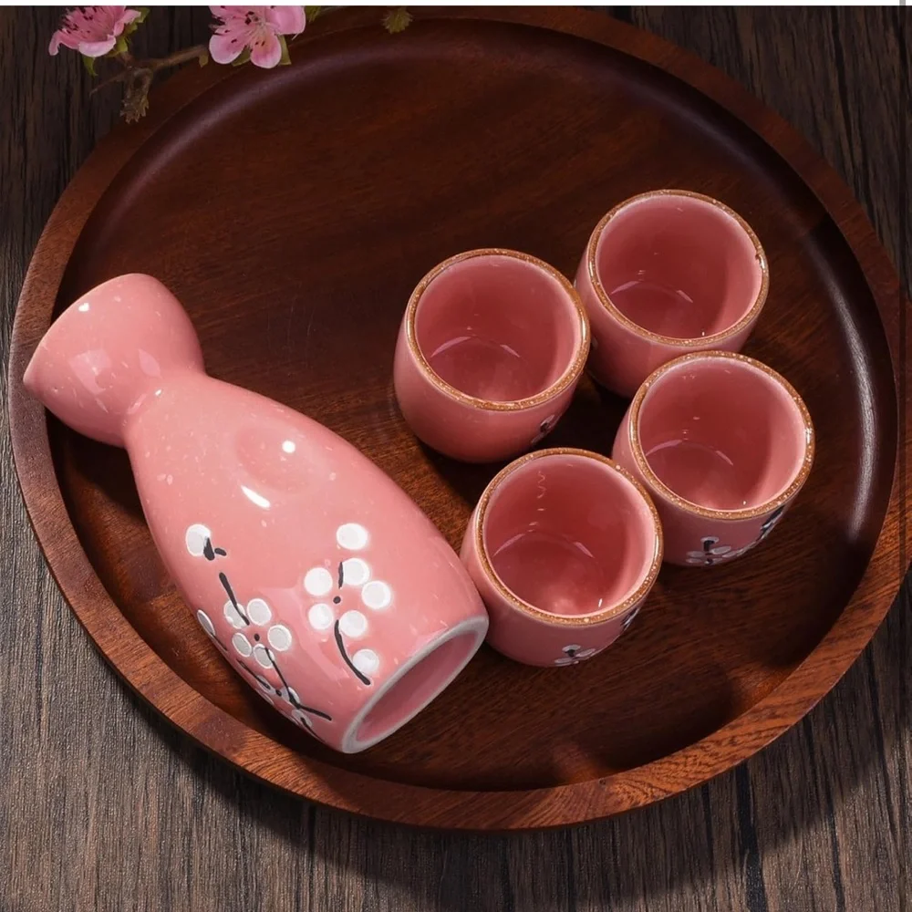 Pink Cherry Blossom Sake Set